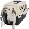 Frisco Plastic Dog & Cat Kennel, Almond & Black