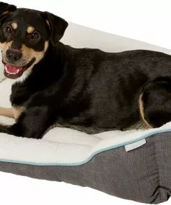 Frisco Sherpa Rectangular Bolster Dog Bed, Gray -The Frisco Store 129483 PT4. SY630 V1578442390