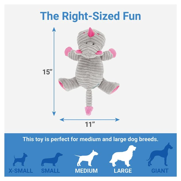 Frisco Corduroy Plush Squeaking Rhino Dog Toy 4 Frisco Corduroy Plush Squeaking Rhino Dog Toy - Image 2