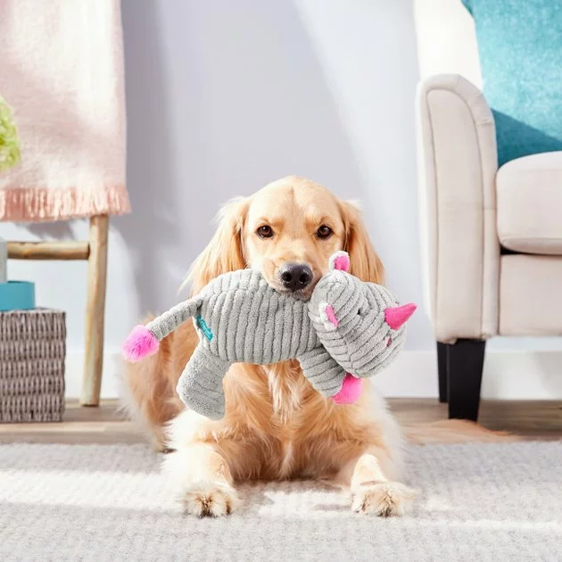 Frisco Corduroy Plush Squeaking Rhino Dog Toy 5 Frisco Corduroy Plush Squeaking Rhino Dog Toy - Image 3