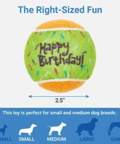 Frisco Fetch Squeaking Birthday Tennis Ball Dog Toy, 3-Pack -The Frisco Store 162914 PT1. SY630 V1568207222