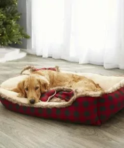 Frisco Buffalo Check Cuddler Pet Bed & Gift Set