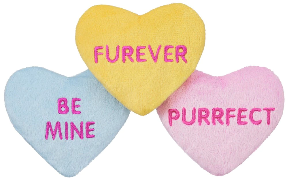 Frisco Candy Hearts Plush Cat Toy with Catnip, 3 count 3 Frisco Candy Hearts Plush Cat Toy with Catnip, 3 count
