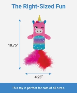 Frisco Mythical Mates Pink Unicorn Crinkle Kicker Cat Toy with Catnip -The Frisco Store 208273 PT1. SY630 V1587474447