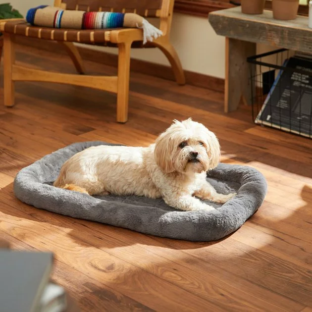 Frisco Quilted Plush Dog Crate Mat, Gray 3 Frisco Quilted Plush Dog Crate Mat, Gray