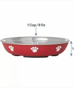 Frisco Heavy Duty Non-Skid Saucer Cat Bowl, Red Paw -The Frisco Store 213423 PT1. SY630 V1600374529