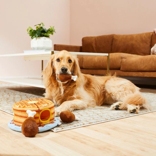 Frisco Hide & Seek Plush Chicken & Waffle Puzzle Dog Toy 5 Frisco Hide & Seek Plush Chicken & Waffle Puzzle Dog Toy - Image 3
