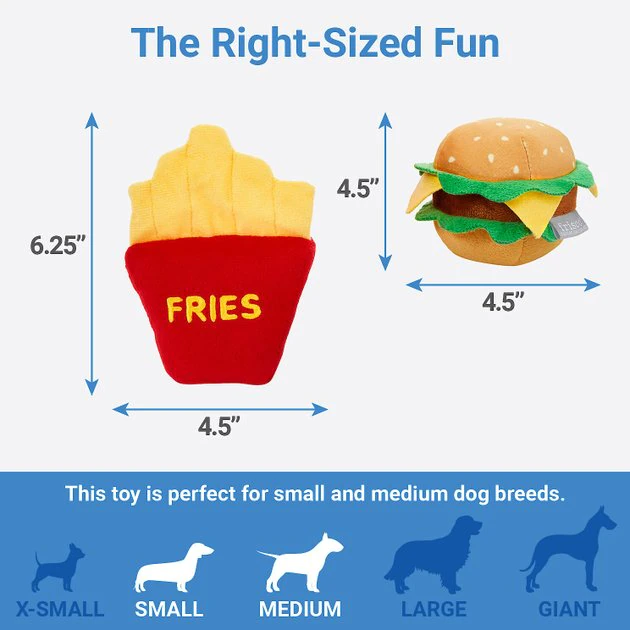 Frisco Plush Burger & Fries Dog Toy, 2-Pack 4 Frisco Plush Burger & Fries Dog Toy, 2-Pack - Image 2