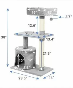 Frisco 38-in Cat Tree with Condo, Top Perch & Toy -The Frisco Store 214377 PT1. SY630 V1603966326