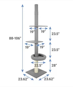 Frisco 88 to 106-in 3 Level Floor to Ceiling Heavy Duty Cat Tower 7 Frisco 88 to 106-in 3 Level Floor to Ceiling Heavy Duty Cat Tower -The Frisco Store 214389 PT1. SY630 V1602837999