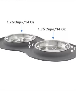 Frisco Double Stainless Steel Dog & Cat Bowl with Silicone Mat, Light Gray, 1.75 Cups -The Frisco Store 215986 PT1. SY630 V1600374839
