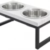 Frisco Marble Print Stainless Steel Double Elevated Dog Bowl -The Frisco Store 216017 MAIN. SY630 V1591020394