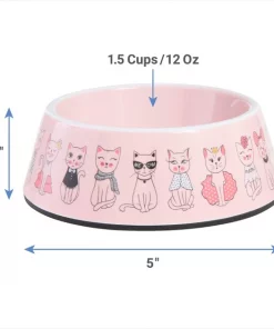 Frisco Pink Cute Cats Melamine Cat Bowl, 1.5 Cup -The Frisco Store 216043 PT1. SY630 V1600374714
