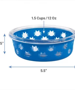 Frisco Cat Design Glass Bowl with Silicone Sleeve, 1.5 Cups -The Frisco Store 216057 PT1. SY630 V1600374673