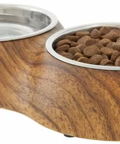 Frisco Double Stainless Steel Bowl, Wood Design, 0.75 Cup -The Frisco Store 216068 PT2. SY630 V1591021015