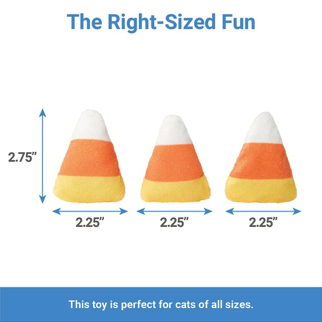 Frisco Halloween Candy Corn Plush Cat Toy with Catnip, 3 count 4 Frisco Halloween Candy Corn Plush Cat Toy with Catnip, 3 count - Image 2