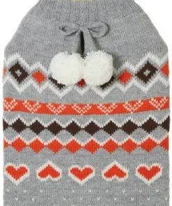 Frisco Fall Hearts with Pom Pom Dog & Cat Sweater -The Frisco Store 223773 PT3. SY630 V1598654252