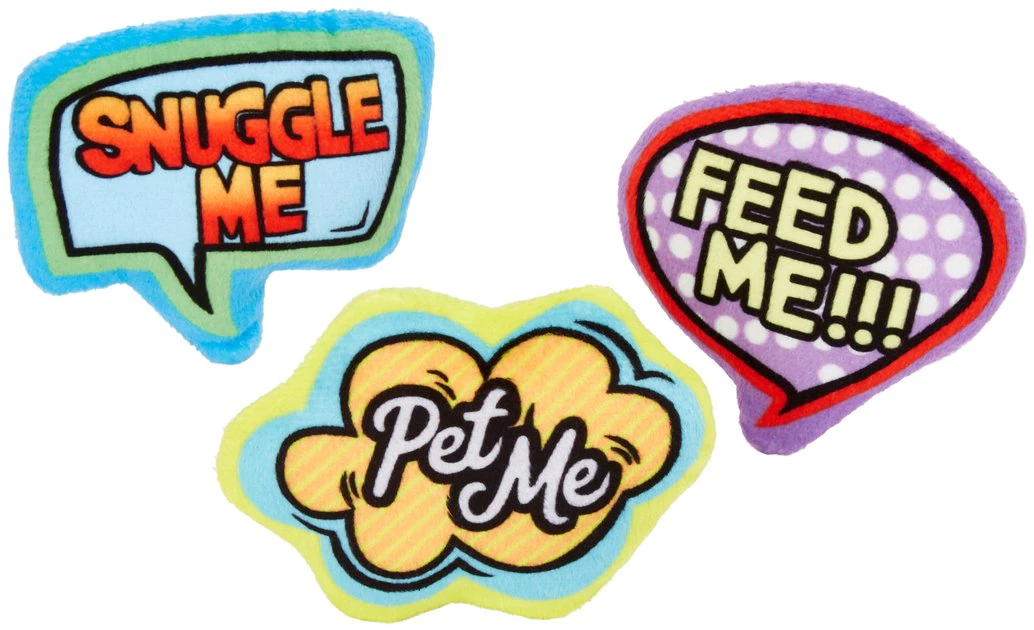 Frisco Retro Plush Comic Book Bubble Cat Toy with Catnip, 3 count 3 Frisco Retro Plush Comic Book Bubble Cat Toy with Catnip, 3 count