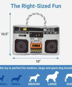Frisco Retro Boombox Plush with Rope Squeaky Dog Toy -The Frisco Store 230288 PT1. SY630 V1599945381