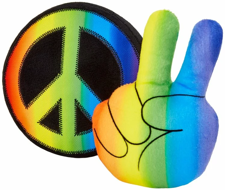 Frisco Retro Peace Sign Plush Squeaky Dog Toy 3 Frisco Retro Peace Sign Plush Squeaky Dog Toy