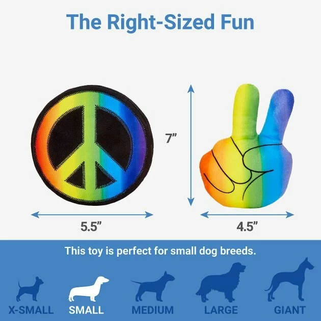 Frisco Retro Peace Sign Plush Squeaky Dog Toy 4 Frisco Retro Peace Sign Plush Squeaky Dog Toy - Image 2