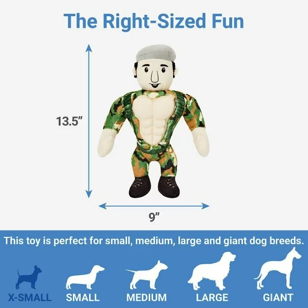 Frisco Retro Camo Hero Muscle Plush Squeaky Dog Toy 4 Frisco Retro Camo Hero Muscle Plush Squeaky Dog Toy - Image 2