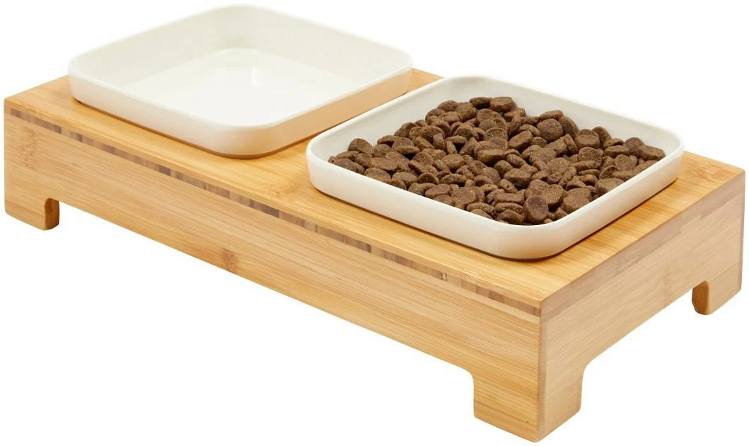 Frisco Square Melamine Dog & Cat Bowl Set with Bamboo Stand 4 Frisco Square Melamine Dog & Cat Bowl Set with Bamboo Stand - Image 2