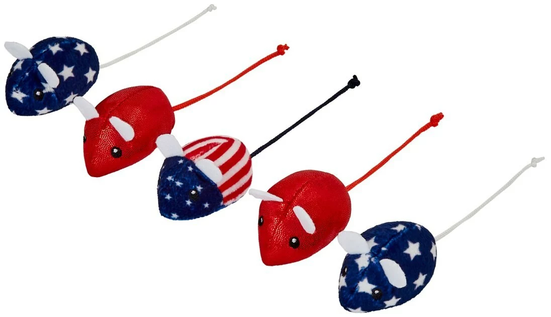 Frisco Americana Plush Mice Cat Toy with Catnip, 5 count 3 Frisco Americana Plush Mice Cat Toy with Catnip, 5 count