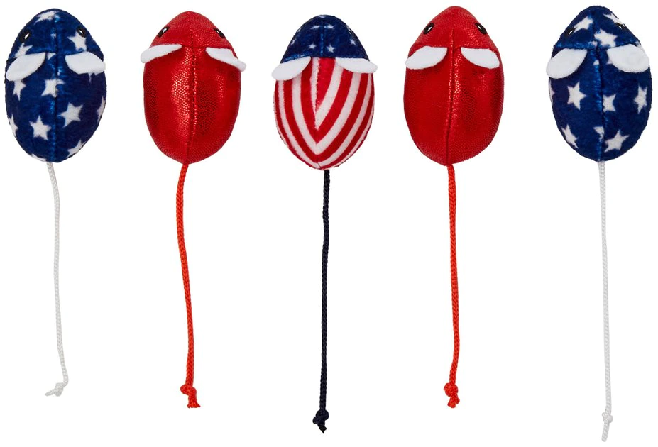 Frisco Americana Plush Mice Cat Toy with Catnip, 5 count 4 Frisco Americana Plush Mice Cat Toy with Catnip, 5 count - Image 2