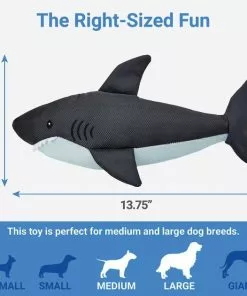 Frisco Ballistic Nylon Plush Squeaky Great White Shark Dog Toy -The Frisco Store 233591 PT1. SY630 V1602685868