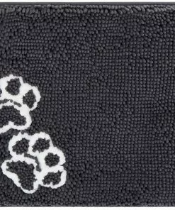 Frisco Microfiber Chenille Paw Print Dog & Cat Mat, Dark Gray