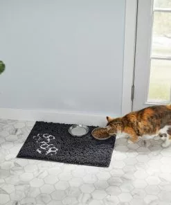 Frisco Microfiber Chenille Paw Print Dog & Cat Mat, Dark Gray -The Frisco Store 235893 PT4. SY630 V1606833755