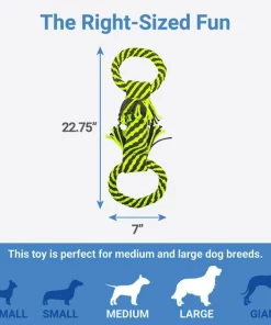 Frisco Dual Handle Neon Rope Squeaky Dog Toy, Yellow & Gray -The Frisco Store 242129 PT1. SY630 V1605629212