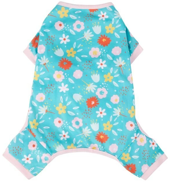 Frisco Teal Floral Dog & Cat Jersey PJs 6 Frisco Teal Floral Dog & Cat Jersey PJs - Image 4
