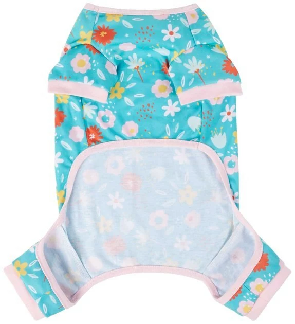 Frisco Teal Floral Dog & Cat Jersey PJs 7 Frisco Teal Floral Dog & Cat Jersey PJs - Image 5