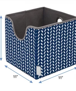 Frisco Square Collapsible Pet Toy Storage Bin, Navy Herringbone -The Frisco Store 250566 PT2. SY630 V1613774177