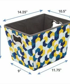 Frisco Rectangle Collapsible Pet Toy Storage Bin, Yellow Geometric -The Frisco Store 250578 PT2. SY630 V1613774487
