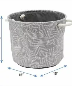Frisco Round Collapsible Pet Toy Storage Bin, Gray Basket Weave -The Frisco Store 250585 PT2. SY630 V1613774793