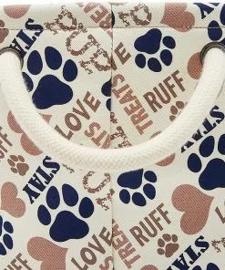 Frisco Round Collapsible Pet Toy Storage Bin, Tan Novelty Paws -The Frisco Store 250589 PT1. SY630 V1613774203