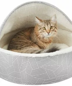 Frisco Hooded Zipper Cat & Dog Covered Bed, Gray Basket Weave -The Frisco Store 251236 PT3. SY630 V1615569386