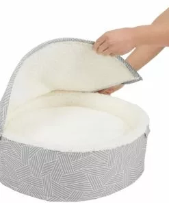 Frisco Hooded Zipper Cat & Dog Covered Bed, Gray Basket Weave -The Frisco Store 251236 PT5. SY630 V1615569117