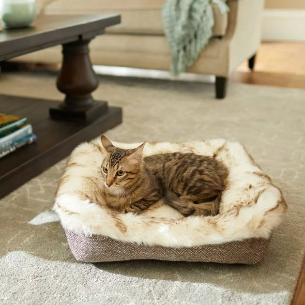 Frisco Fur Cuffed Rectangle Cuddler Cat & Dog Bolster Bed 3 Frisco Fur Cuffed Rectangle Cuddler Cat & Dog Bolster Bed
