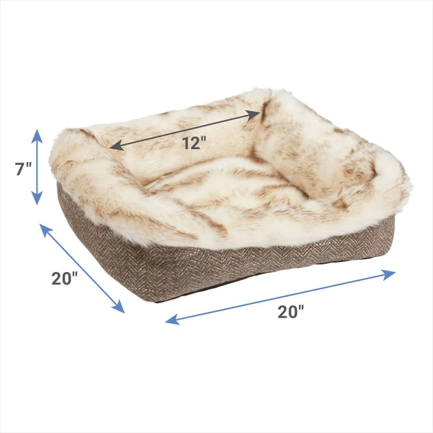 Frisco Fur Cuffed Rectangle Cuddler Cat & Dog Bolster Bed 4 Frisco Fur Cuffed Rectangle Cuddler Cat & Dog Bolster Bed - Image 2