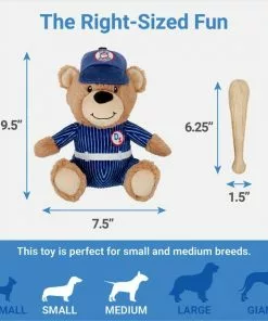 Frisco Baseball Bear Plush Squeaky Dog Toy, Blue -The Frisco Store 252742 PT1. SY630 V1615331482