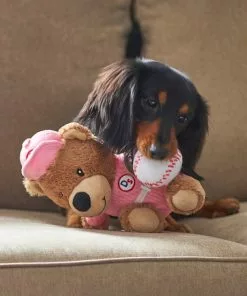 Frisco Baseball Bear Plush Squeaky Dog Toy, Pink -The Frisco Store 252744 PT5. SY630 V1615814532
