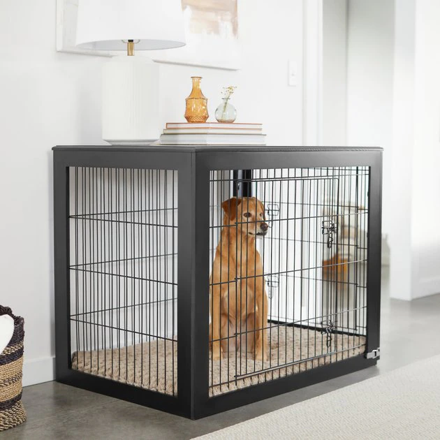 Frisco Double Door Furniture Style Dog Crate, Black 3 Frisco Double Door Furniture Style Dog Crate, Black