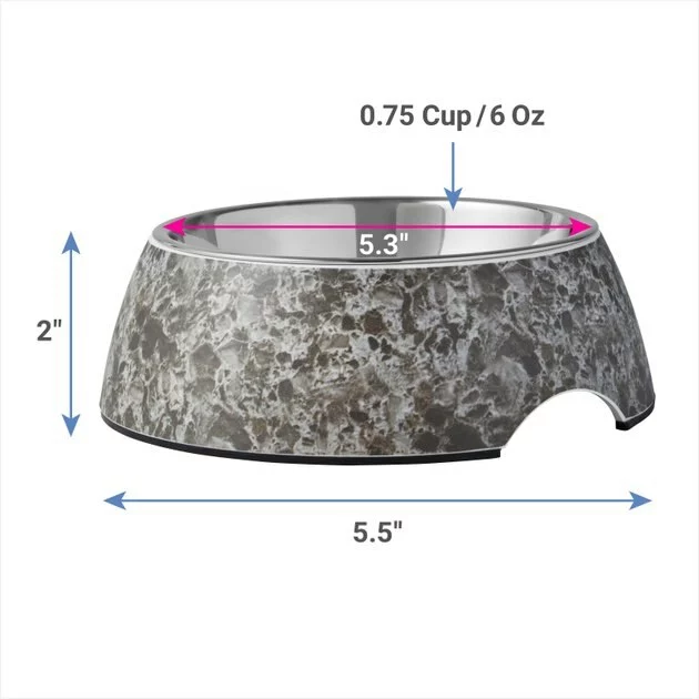 Frisco Black Marble Design Stainless Steel Dog & Cat Bowl 4 Frisco Black Marble Design Stainless Steel Dog & Cat Bowl - Image 2