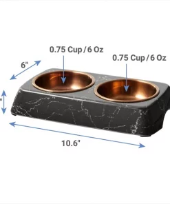 Frisco Copper Stainless Steel Double Dog & Cat Bowls with Black Marble Stand, 0.75 Cups -The Frisco Store 253058 PT1. SY630 V1618857194