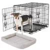Frisco Fold & Carry Double Door Collapsible Wire Dog Crate & Frisco Gray Basket Weave Dog Crate Mat