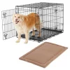 Frisco Heavy Duty Fold & Carry Double Door Collapsible Wire Dog Crate & Frisco Micro Terry Dog Crate Mat, Taupe -The Frisco Store 255535 MAIN. SY630 V1604073129